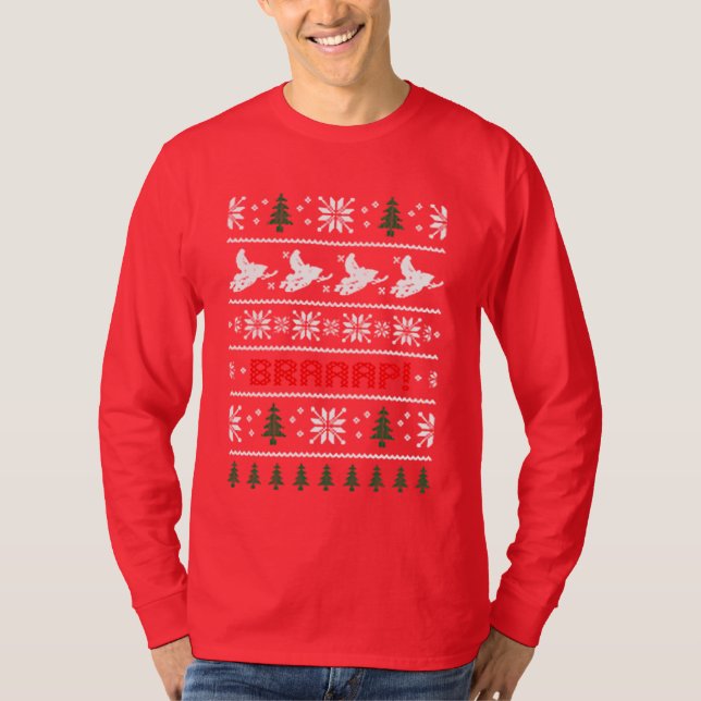 SNOWMOBILE UGLY CHRISTMAS SWEATER PATTERN (Front)