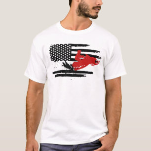 Snowmobile USA Flag Patriotic Winter Sports Retro  T-Shirt