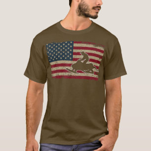 Snowmobile USA Flag Snow Sled Patriotic Snowmobili T-Shirt