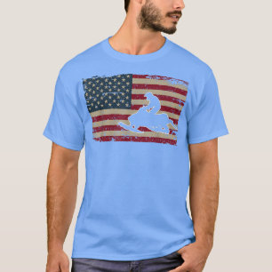 Snowmobile USA Flag Snow Sled Patriotic Snowmobili T-Shirt