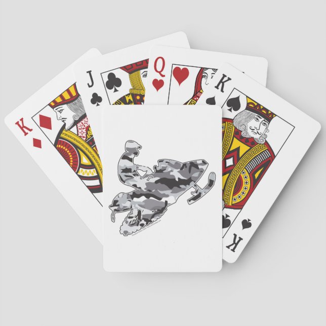 Snowmobiler in Grey Camo Playing Cards (Back)