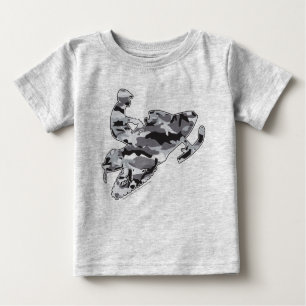 Snowmobiler in Grey Camouflage Baby T-Shirt
