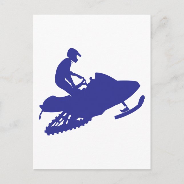 Snowmobiler/Navy Blue Sled Postcard (Front)