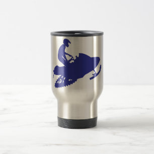Snowmobiler/Navy Blue Sled Travel Mug