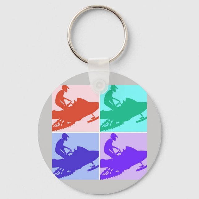 Snowmobiler/Pop Art Key Ring (Front)