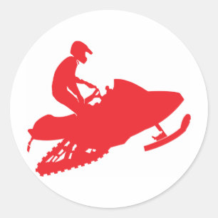 Snowmobiler/Red Sled Classic Round Sticker