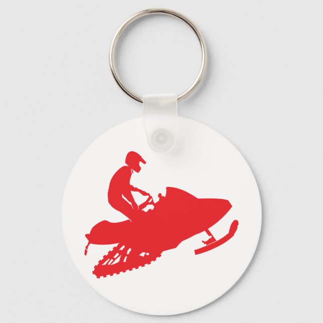 Snowmobiler/Red Sled Key Ring (Front)