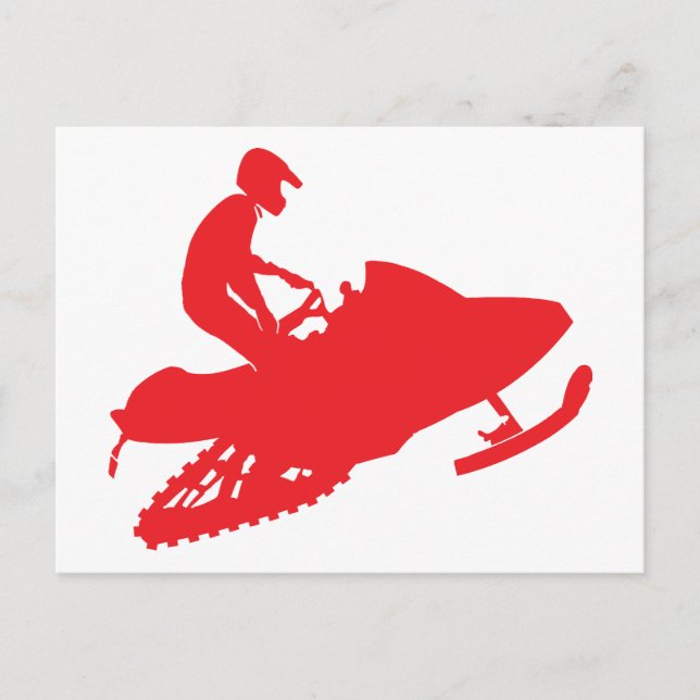 Snowmobiler/Red Sled Postcard (Front)