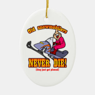 Snowmobilers Ceramic Tree Decoration