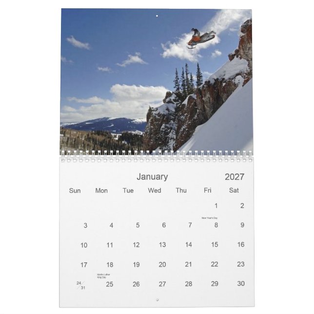 snowmobiles calendar (Jan 2027)