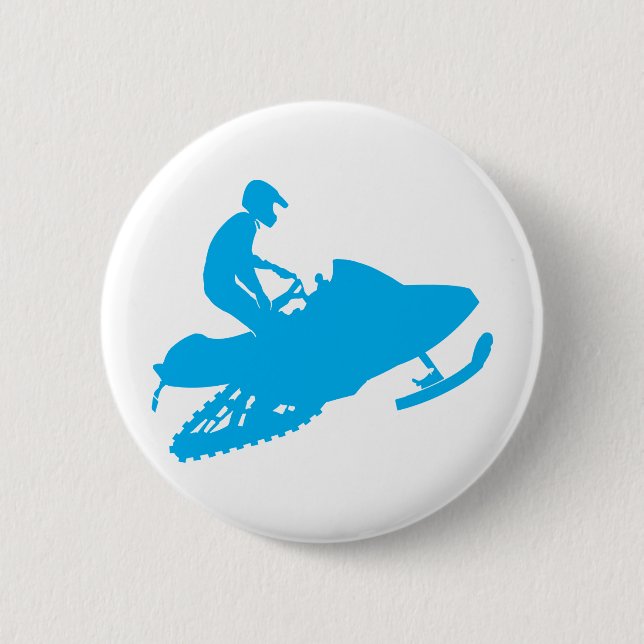 Snowmobiling/ Blue Sled 6 Cm Round Badge (Front)