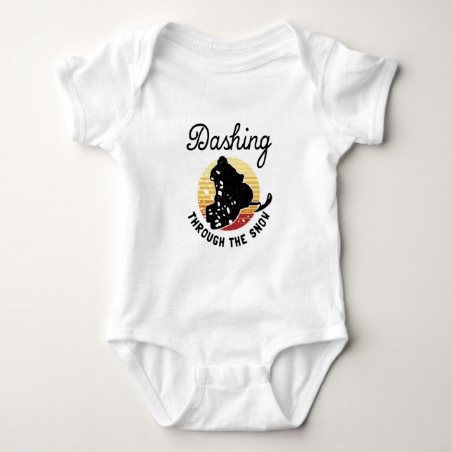 Snowmobiling - Dashing Through The Snow Baby Bodysuit (Front)