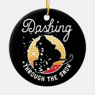 Snowmobiling - Dashing Through The Snow Ceramic Tree Decoration