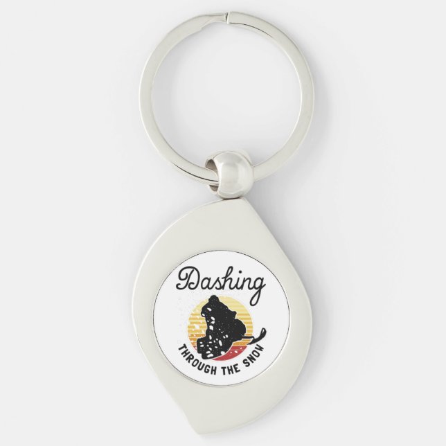 Snowmobiling - Dashing Through The Snow Key Ring (Front)