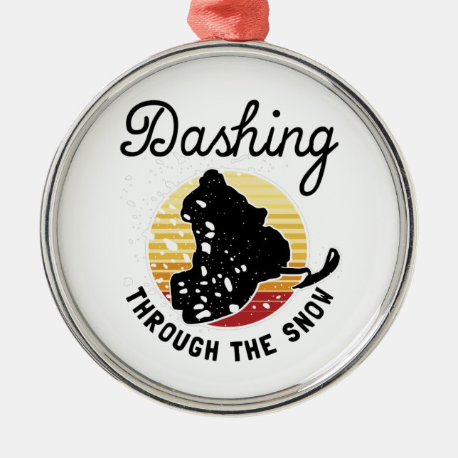 Snowmobiling - Dashing Through The Snow Metal Tree Decoration (Front)