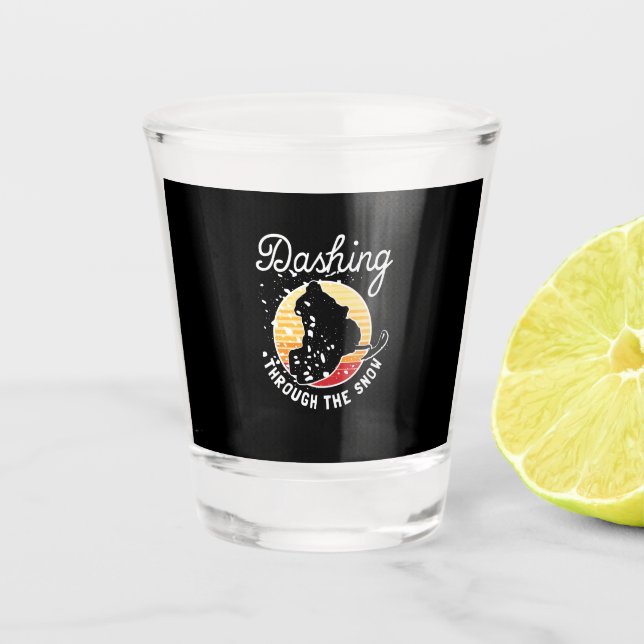 Snowmobiling - Dashing Through The Snow Shot Glass (Front)