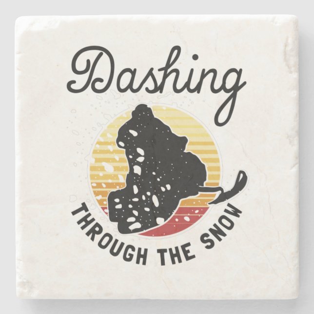 Snowmobiling - Dashing Through The Snow Stone Coaster (Front)