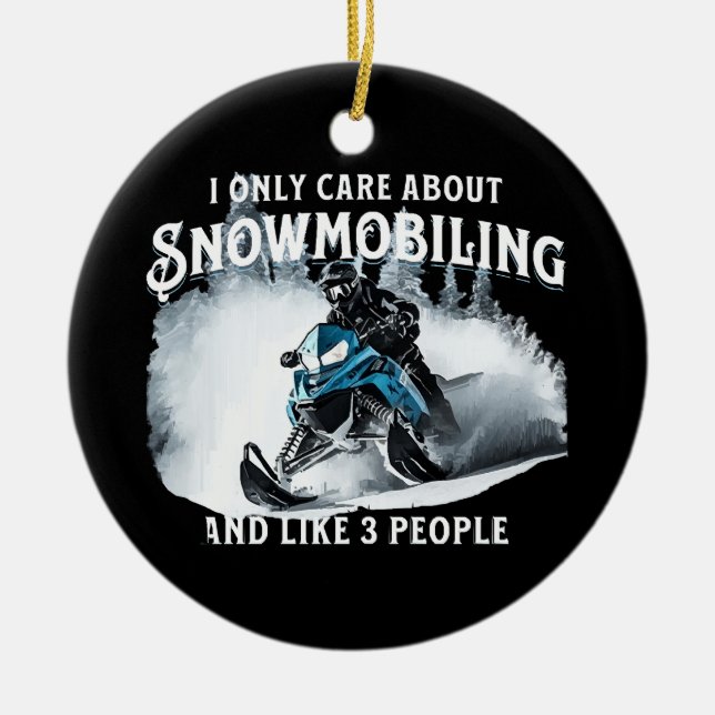 Snowmobiling Funny Snowmobile  Ceramic Tree Decoration (Front)