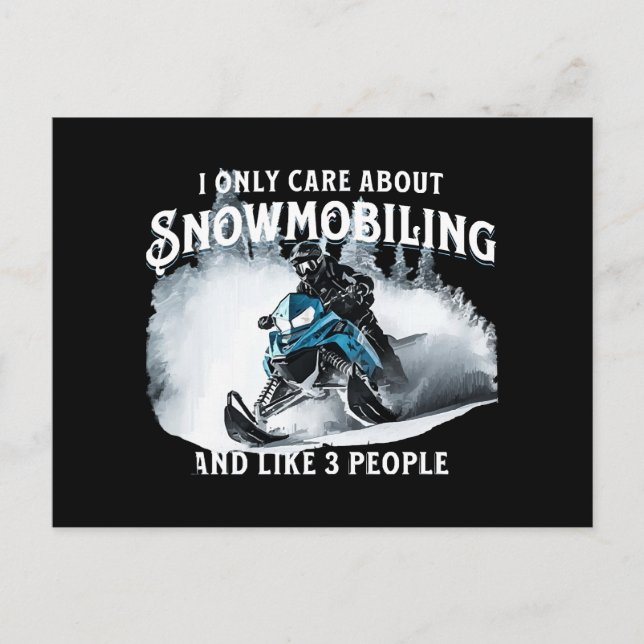 Snowmobiling Funny Snowmobile  Holiday Postcard (Front)