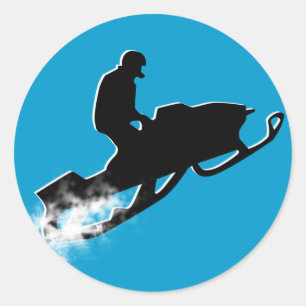 snowmobiling powder trail. classic round sticker