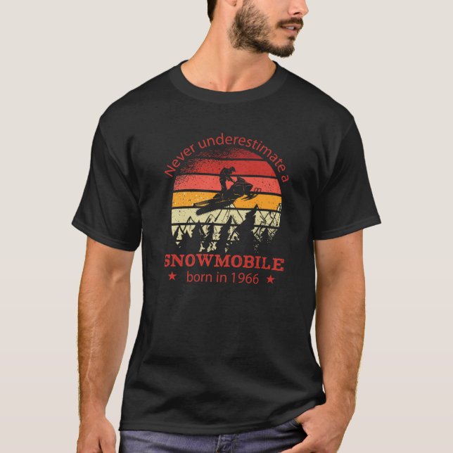 Snowmobiling Snow Motorcycle Born 1966 Birthday Sn T-Shirt (Front)