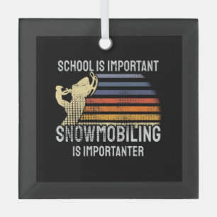 Snowmobiling Snowmobile Glass Tree Decoration