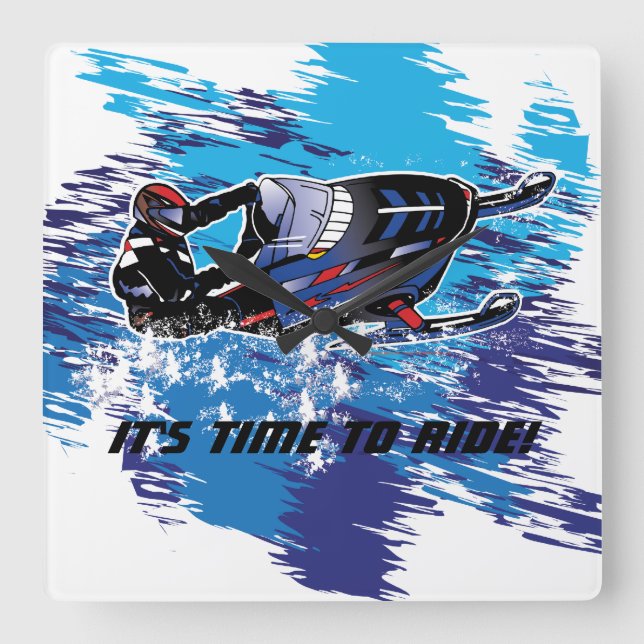 Snowmobiling Time to Ride Square Wall Clock (Front)