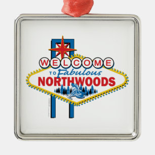 Snowmobiling/Welcome to the Fabulous Northwoods Metal Tree Decoration