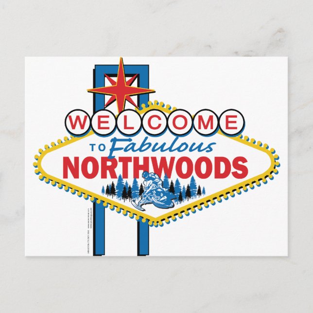 Snowmobiling/Welcome to the Northwoods Postcard (Front)