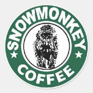 snowmonkey coffee logo classic round sticker