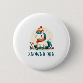 Snownicorn Cute Unicorn Snowman Christmas Girl T-S 6 Cm Round Badge