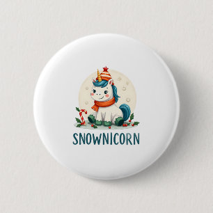 Snownicorn Cute Unicorn Snowman Christmas Girl T-S 6 Cm Round Badge