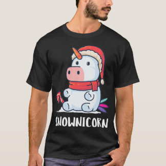 Snownicorn Snowman Unicorn Santa Claus Christmas U T-Shirt