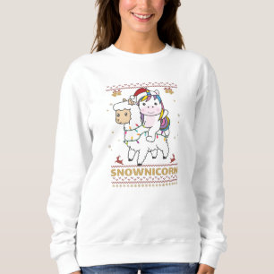 Snownicorn Unicorn Lama Christmas Winter Animals Sweatshirt