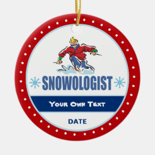 Snowologist Funny Snow Skiing Ceramic Tree Decoration
