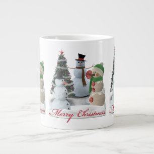 SnowPals Merry Christmas red script Large Coffee Mug