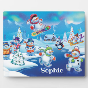 Snowpeople Winter Wonderland plaque & easel