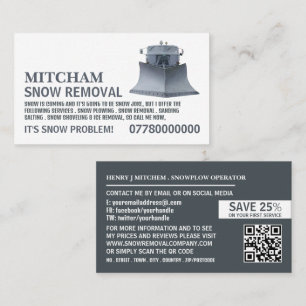 Snowplow, Snow Removal Company Advertising Business Card