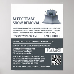 Snowplow, Snow Removal Company Advertising Poster