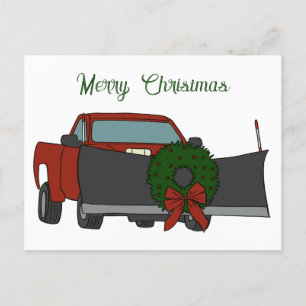 Snowplow with Christmas Wreath Custom Snowplowing Postcard
