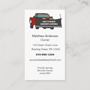Snowplowing Pickup Truck with Plough Snowplow Business Card