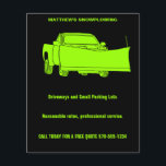 Snowplowing Pickup Truck with Plough Snowplow Flyer<br><div class="desc">Promote your snowplowing business with these easy to customise flyers. They feature an illustration of a pickup truck with a snowplow on the front in bright lime green set against a black background. Add in your custom information in the template fields. The reverse side of these flyers is blank, but...</div>