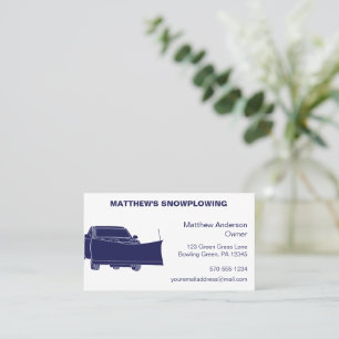 Snowplowing Pickup Truck with Plow Snowplow Business Card