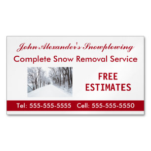 Snowplowing, Snow Removal, Service Business Magnetic Business Card