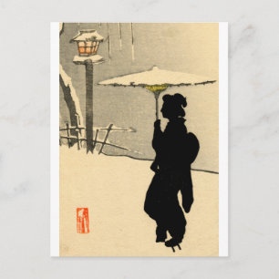 Snowscape and Japanese Geisha no.2 Postcard