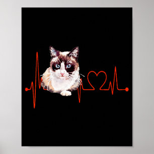 Snowscute Ss Cute Ss Cat Heartbeat Ekg Funny I Lov Poster