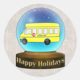Snowsglobe school bus Christmas Gifts Classic Round Sticker