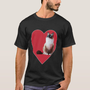 Snowshoe Cat Valentines Day Red Heart Love Mom Dad T-Shirt