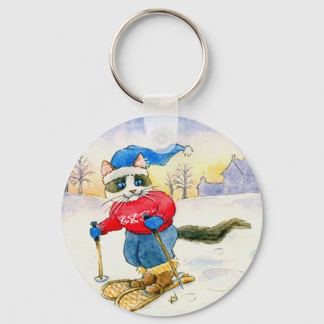 Snowshoe kitty cat keychain (Front)