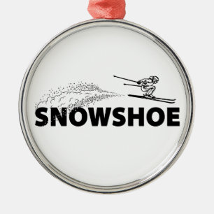 Snowshoe Mountain West Virginia Ski Jumper Metal Tree Decoration